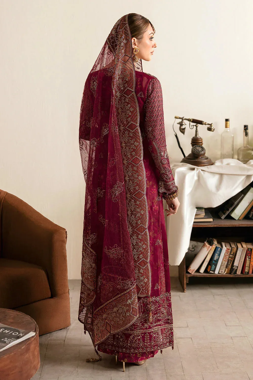 Ramsha Festive Formals MAHROON Raw Silk – view 2 – Poshaq