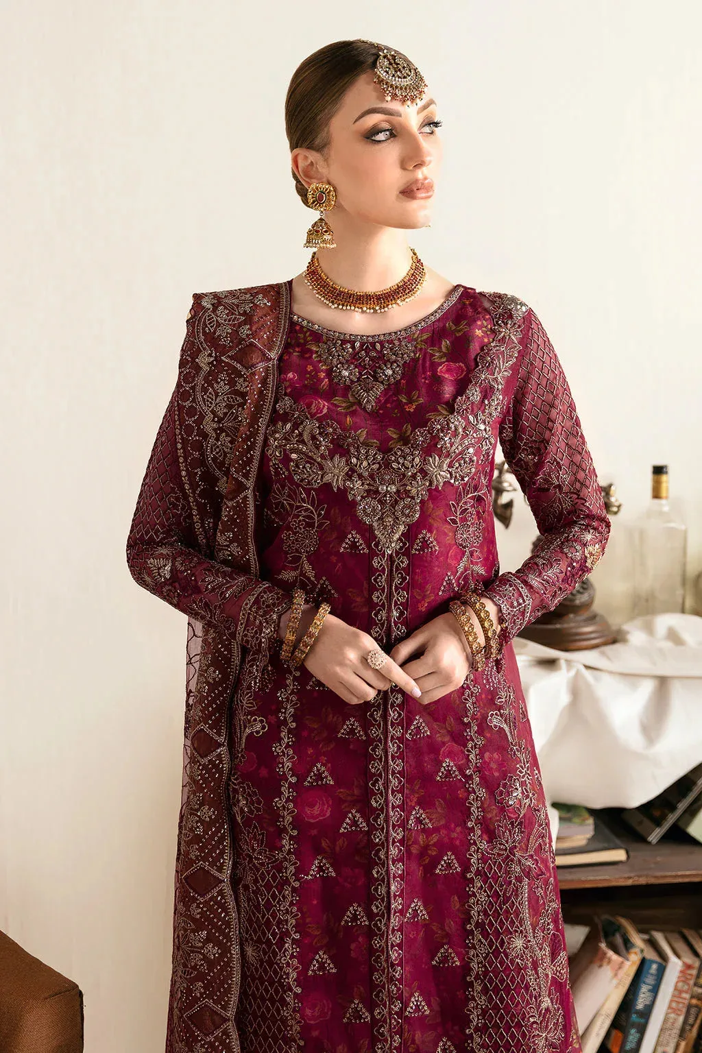 Ramsha Festive Formals MAHROON Raw Silk – view 7 – Poshaq