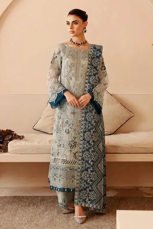 Ramsha Festive Formals Light Gray Organza – view 1 – Poshaq