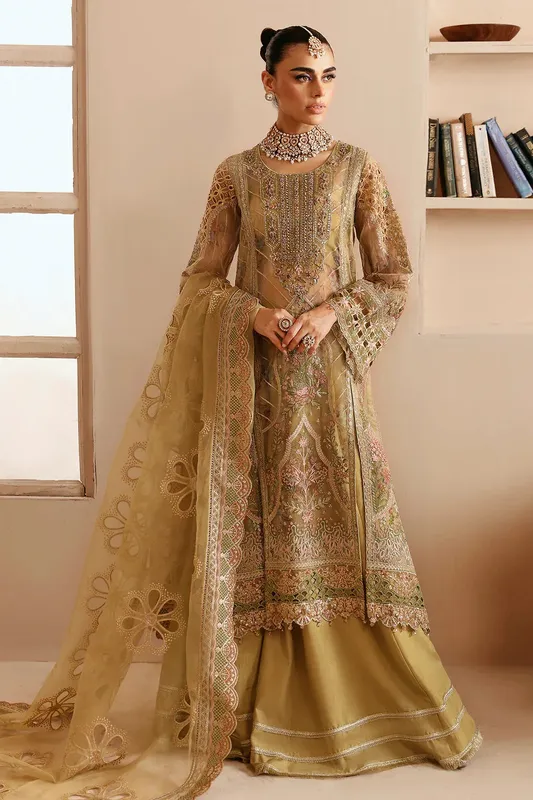 Ramsha Festive Formals Gold Organza – view 1 – Poshaq