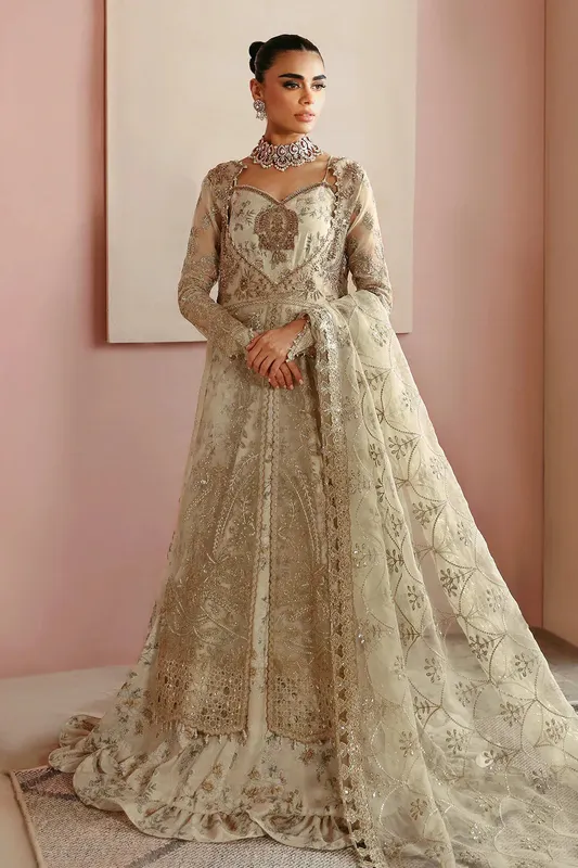 Ramsha Festive Formals Ivory Organza – view 1 – Poshaq