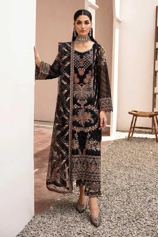 Ramsha Kashish Collection Black Raw Silk – view 1 – Poshaq
