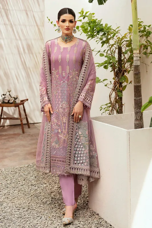 Ramsha Kashish Collection Lilac Raw Silk – view 1 – Poshaq