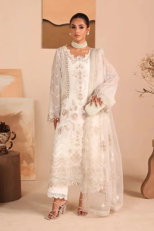 Ramsha Kashish Collection Ivory Raw Silk – view 1 – Poshaq