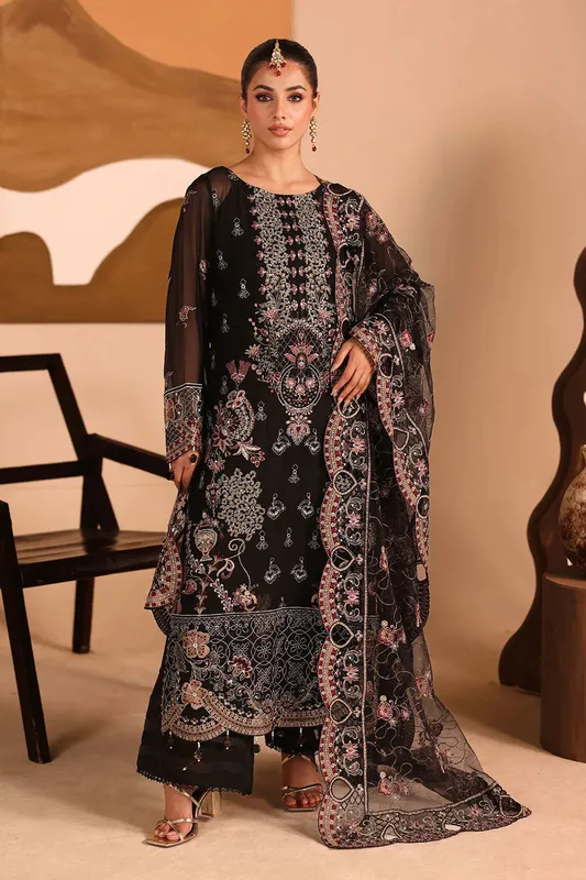 Ramsha Kashish Collection Black Raw Silk – view 1 – Poshaq
