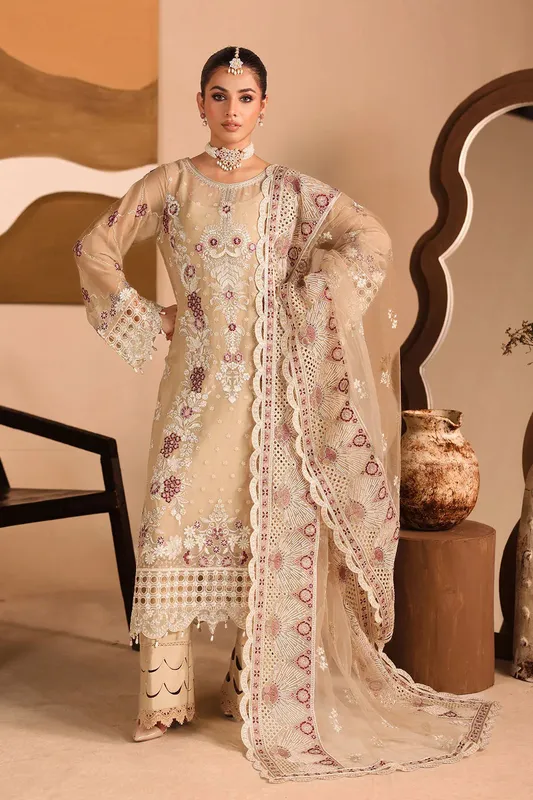 Ramsha Kashish Collection Beige Raw Silk – view 1 – Poshaq