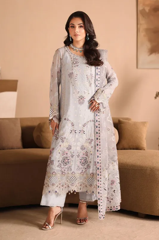 Ramsha Kashish Collection Grey Raw Silk – view 1 – Poshaq