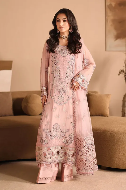 Ramsha Kashish Collection Light Pink Raw Silk – view 1 – Poshaq