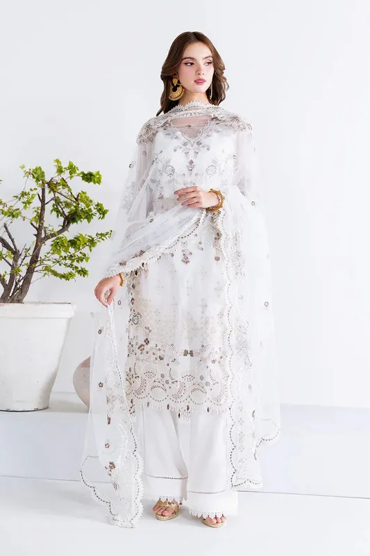 Ramsha Arzoo Chiffon White Raw Silk – view 1 – Poshaq