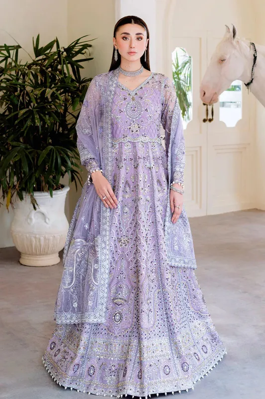 Ramsha Luxury Wedding Collection Light Lavender Raw Silk – view 1 – Poshaq