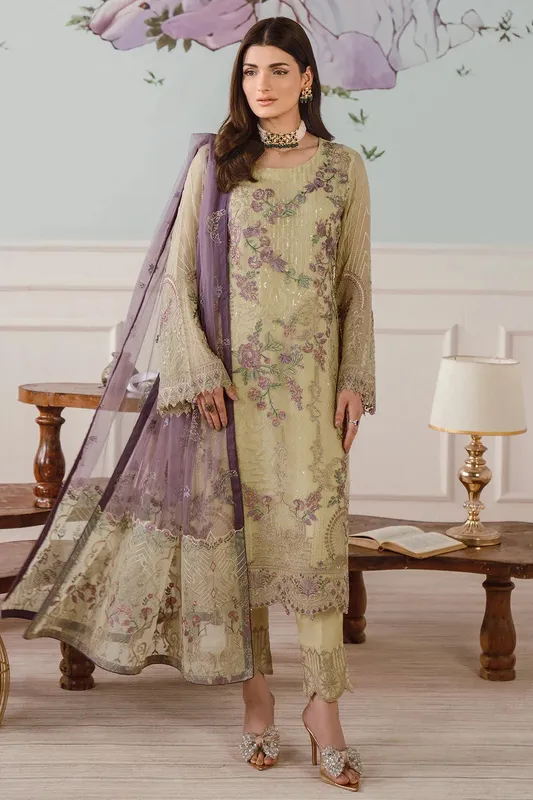 Ramsha Ramsha Collection olive green Raw Silk – view 1 – Poshaq