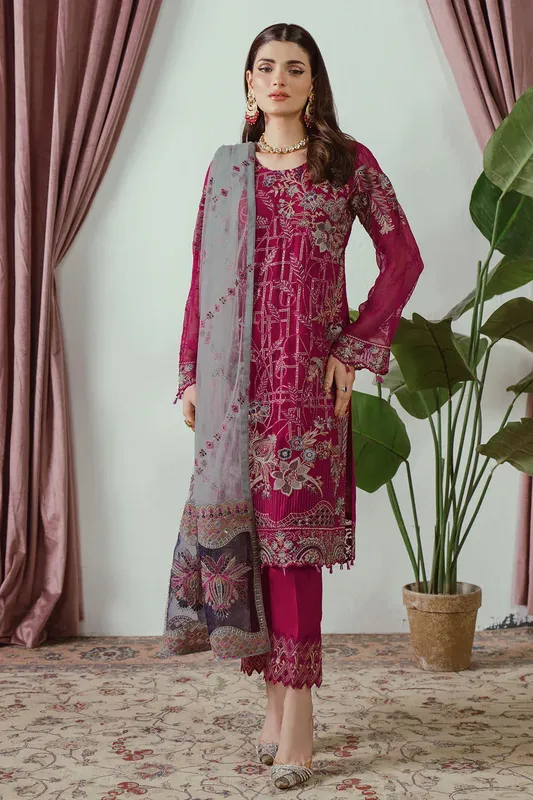 Ramsha Ramsha Collection hot pink Raw Silk – view 1 – Poshaq