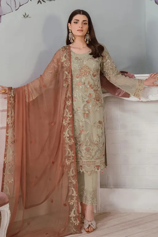 Ramsha Ramsha Collection olive green Raw Silk – view 1 – Poshaq