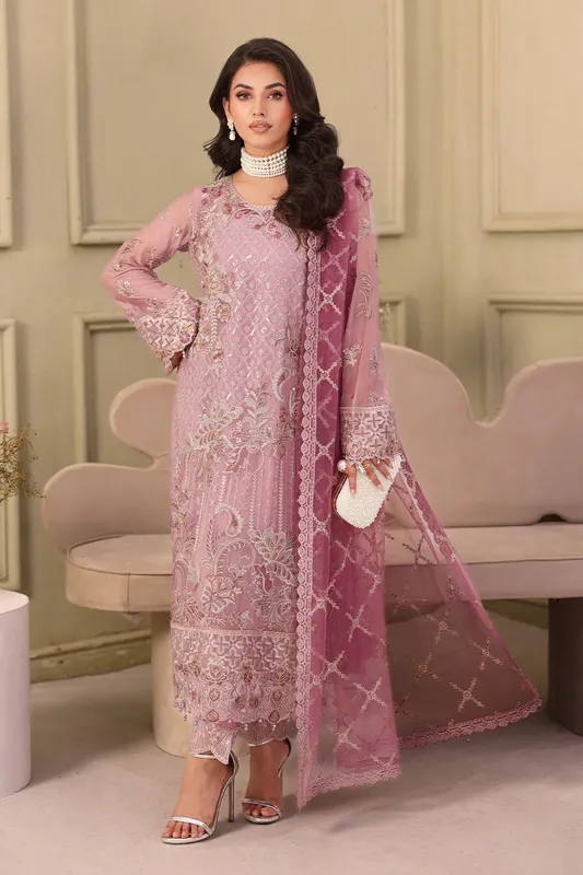 Ramsha Ramsha Collection blush pink Organza – view 1 – Poshaq