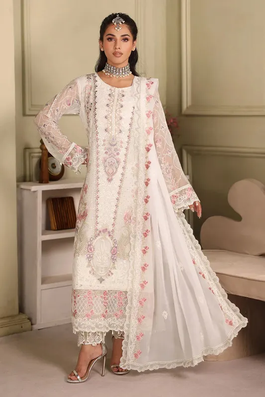 Ramsha Ramsha Collection White Organza – view 1 – Poshaq