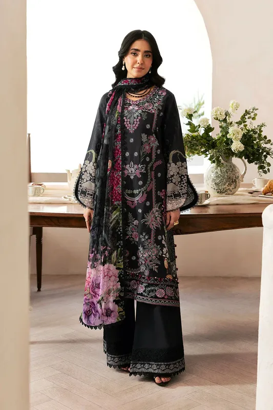 Ramsha Mashaal Luxury Lawn Black Organza – view 1 – Poshaq