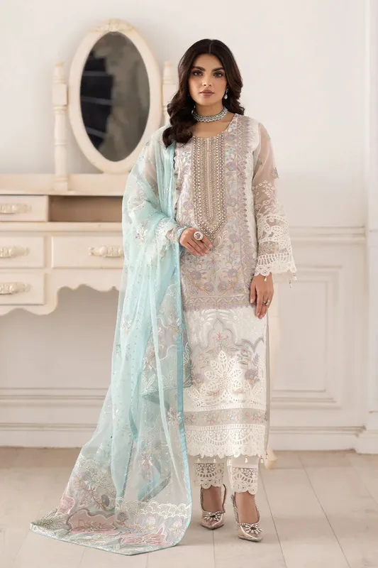 Ramsha Dastoor Collection Ivory Raw Silk – view 1 – Poshaq