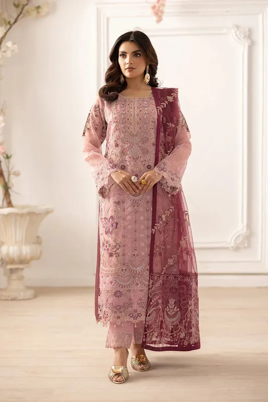 Ramsha Dastoor Collection Pink Raw Silk – view 1 – Poshaq