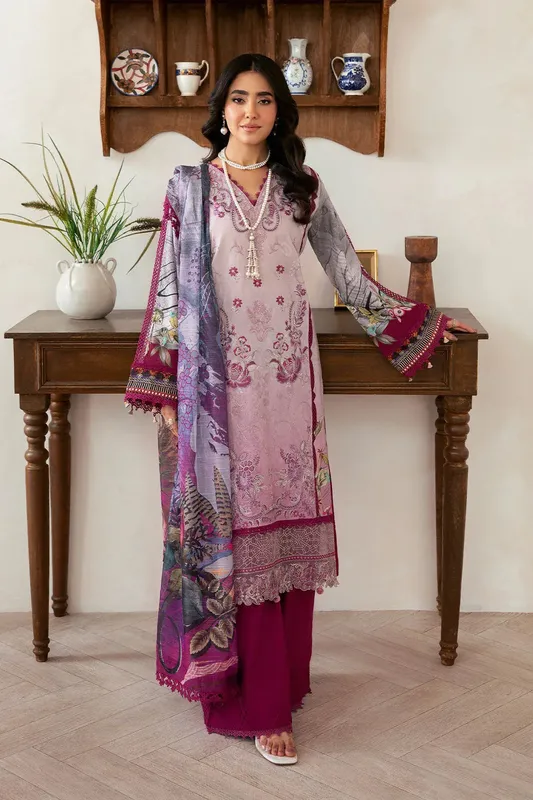 Ramsha Mashaal Luxury Lawn Grey Organza – view 1 – Poshaq