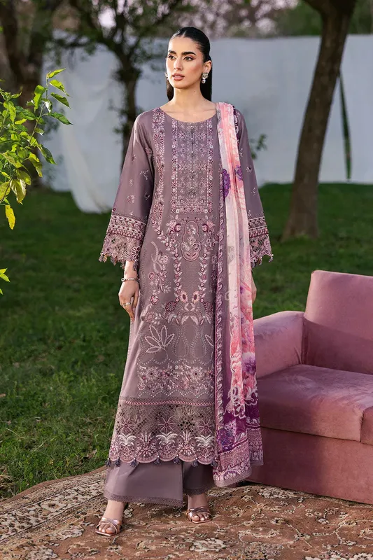Ramsha Riwayat Lawn Collection Purplish Gray Organza – view 1 – Poshaq