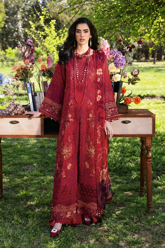 Ramsha Riwayat Lawn Collection Haute Red Organza – view 1 – Poshaq