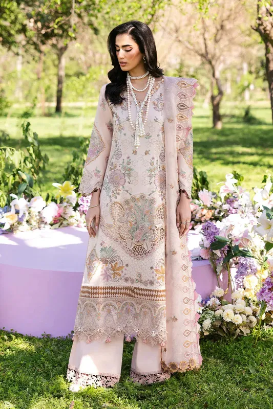 Ramsha Riwayat Lawn Collection Ivory Organza – view 1 – Poshaq