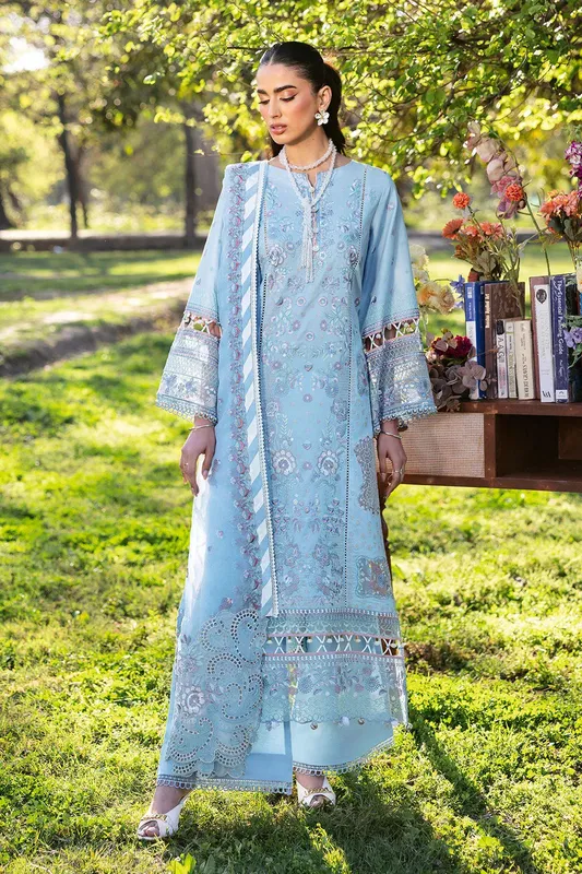 Ramsha Riwayat Lawn Collection Light Blue Organza – view 1 – Poshaq