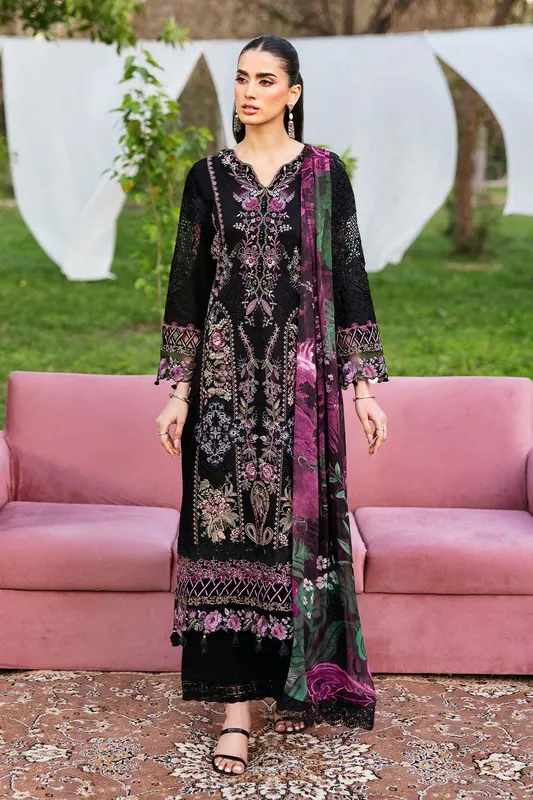 Ramsha Riwayat Lawn Collection Black Organza – view 1 – Poshaq