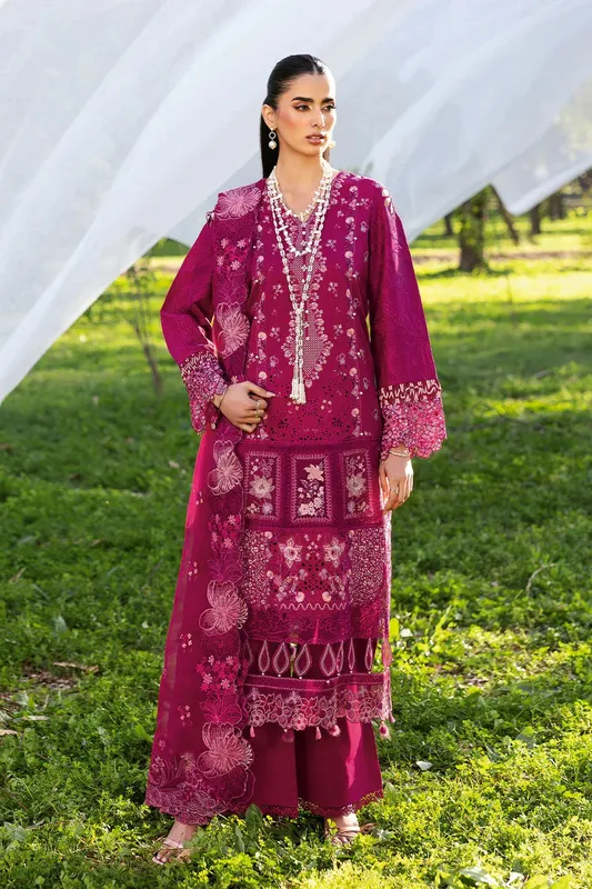 Ramsha Riwayat Lawn Collection Magenta Organza – view 1 – Poshaq