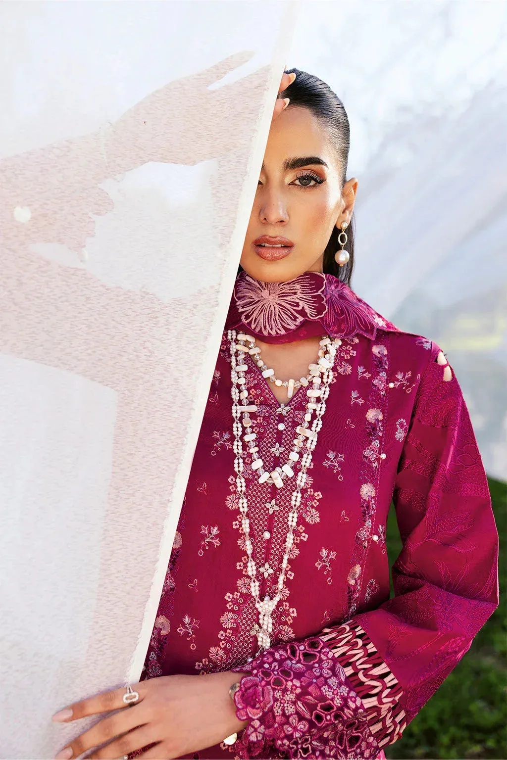 Ramsha Riwayat Lawn Collection Magenta Organza – view 5 – Poshaq