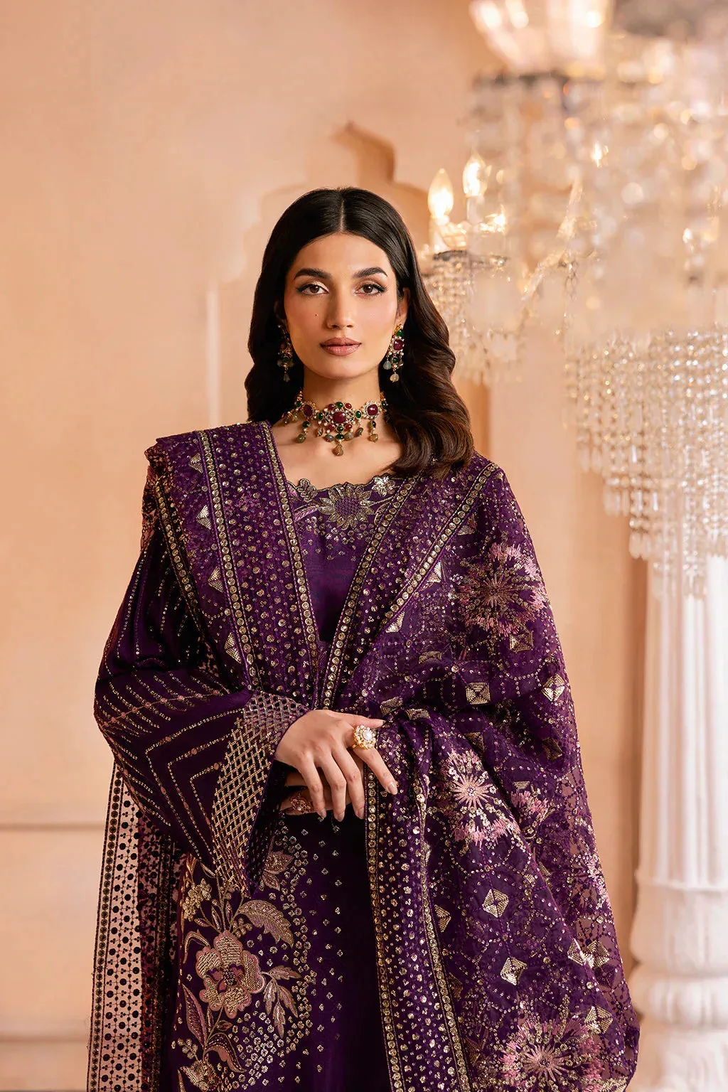 Ramsha Shehnai Formals Dark Purple Raw Silk – view 4 – Poshaq