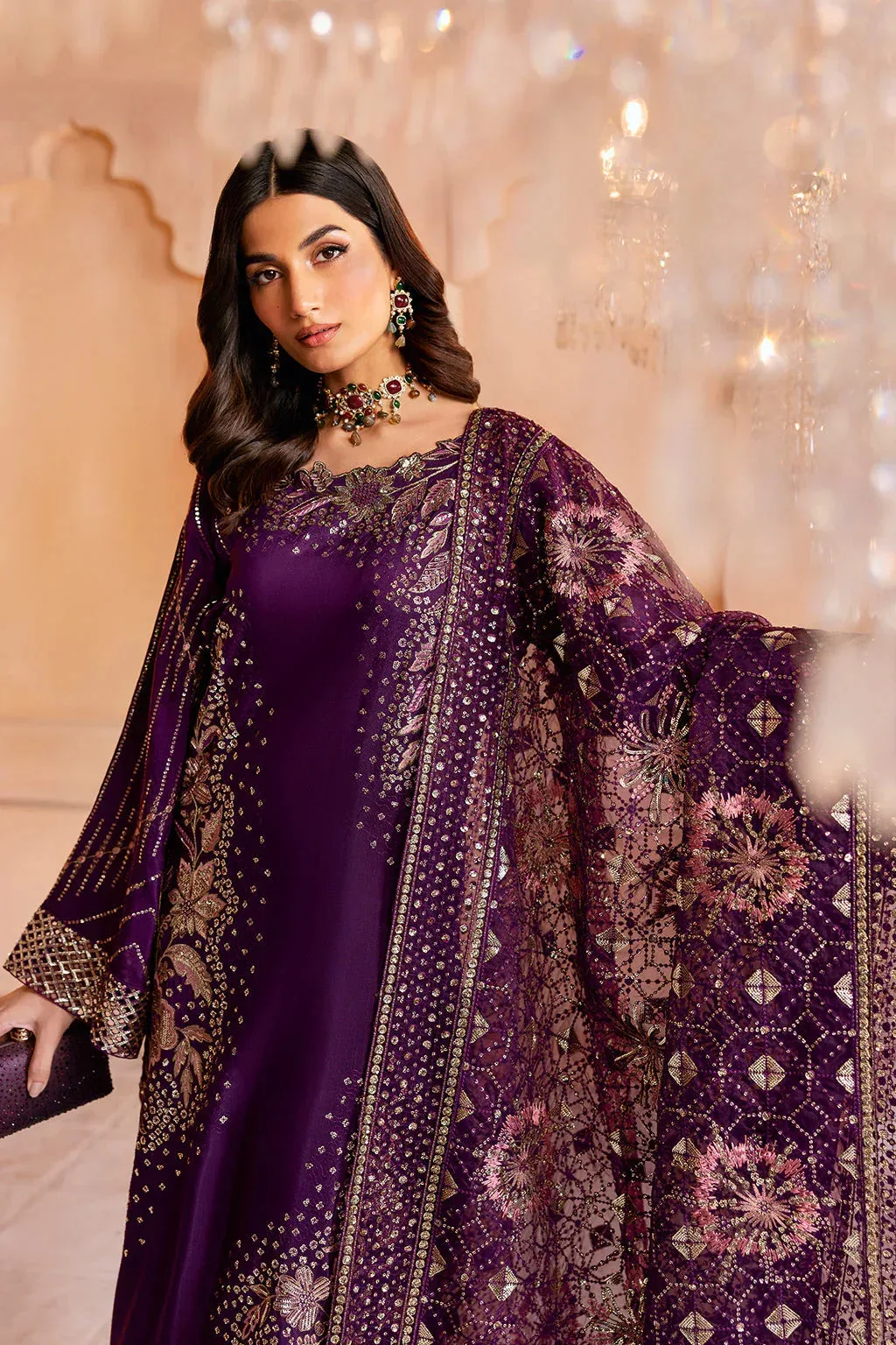 Ramsha Shehnai Formals Dark Purple Raw Silk – view 5 – Poshaq