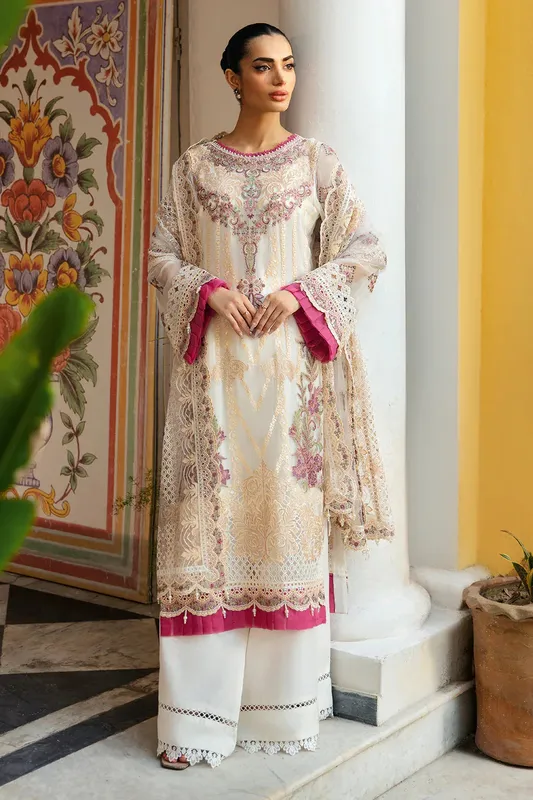 Ramsha Dastak Luxury Chiffon Collection Ivory Organza – view 1 – Poshaq