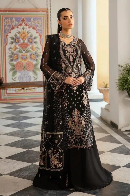 Ramsha Dastak Luxury Chiffon Collection Black Organza – view 1 – Poshaq