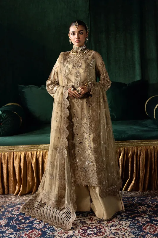 Ramsha Dastak Luxury Chiffon Collection Gold Organza – view 1 – Poshaq