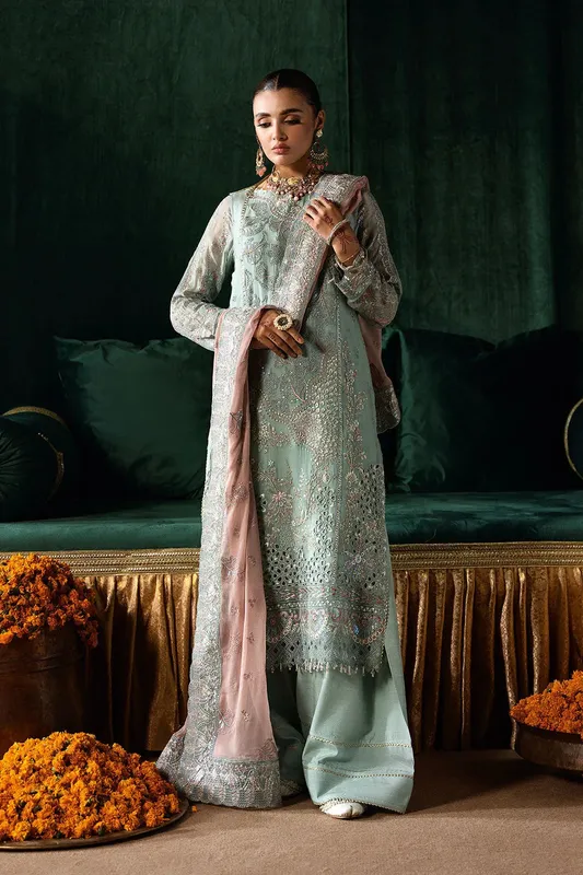 Ramsha Dastak Luxury Chiffon Collection Aqua Organza – view 1 – Poshaq