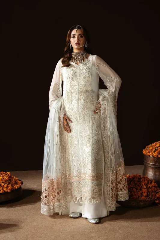Ramsha Dastak Luxury Chiffon Collection White Organza – view 1 – Poshaq