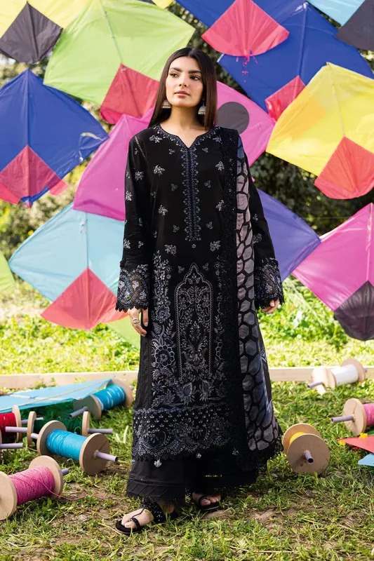 Ramsha Riwayat Lawn Collection Black Organza – view 1 – Poshaq