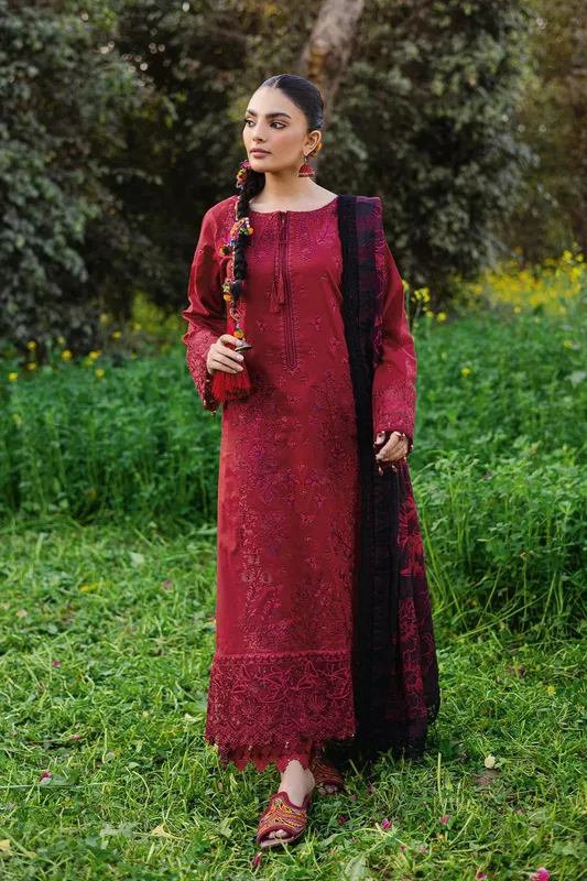 Ramsha Riwayat Lawn Collection Red Organza – view 1 – Poshaq