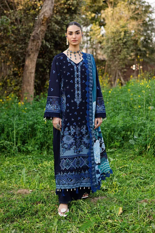 Ramsha Riwayat Lawn Collection Deep Blue Organza – view 1 – Poshaq