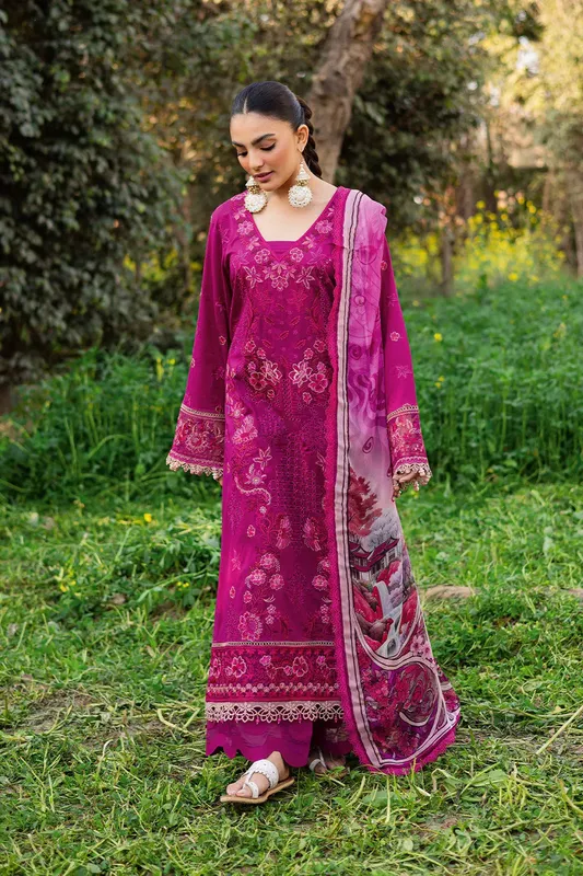 Ramsha Riwayat Lawn Collection Magenta Organza – view 1 – Poshaq