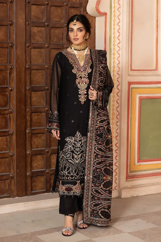 Ramsha Dastan Formals Black Raw Silk – view 1 – Poshaq