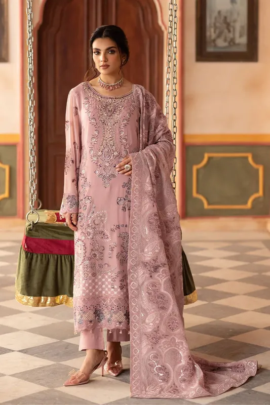 Ramsha Dastan Formals Pinkish Gray Raw Silk – view 1 – Poshaq