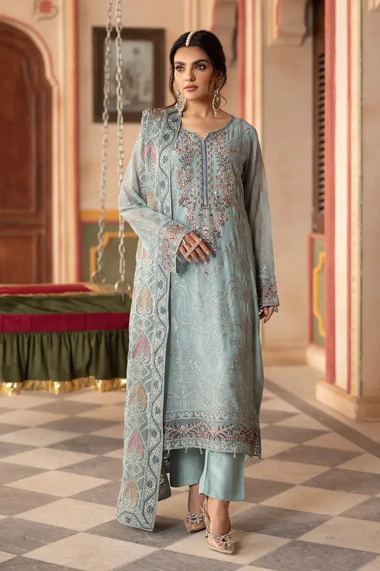 Ramsha Dastan Formals Grey Raw Silk – view 1 – Poshaq
