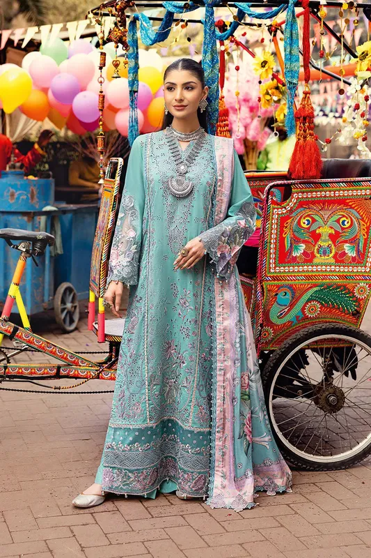 Ramsha Andaaz Collection Ice Blue Organza – view 1 – Poshaq
