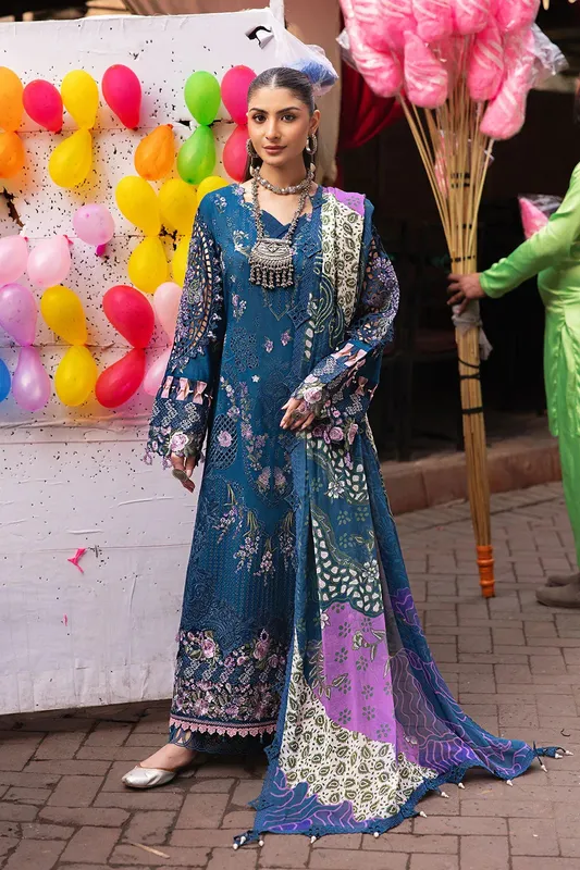 Ramsha Andaaz Collection Teal Blue Organza – view 1 – Poshaq