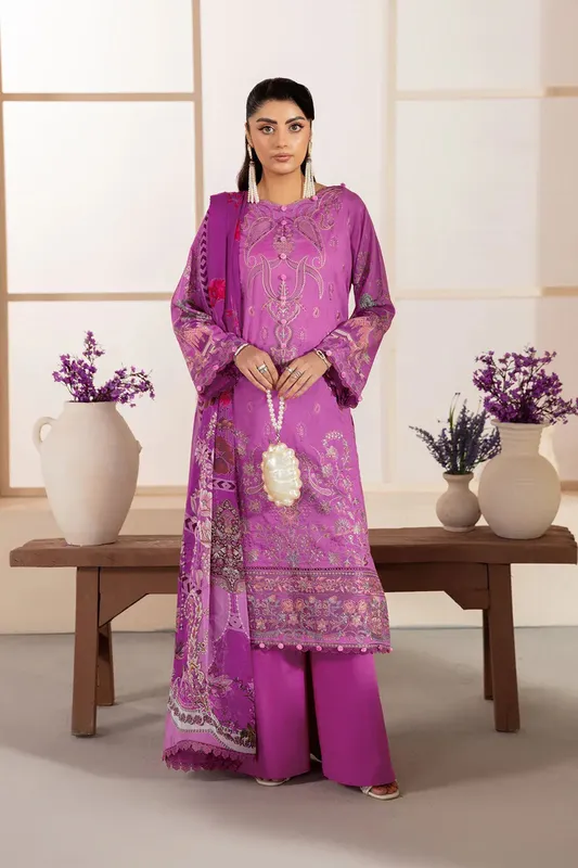 Ramsha Mashaal Luxury Lawn Mauve Pink Organza – view 1 – Poshaq