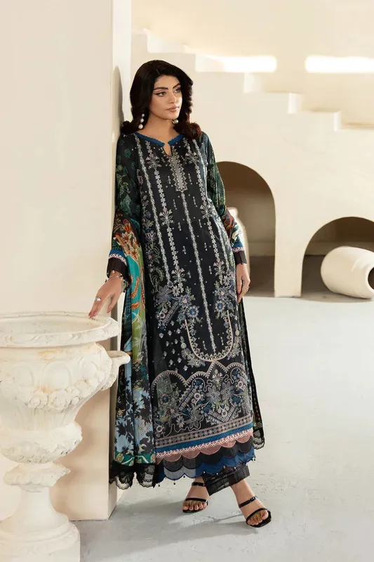 Ramsha Mashaal Luxury Lawn Black Organza – view 1 – Poshaq