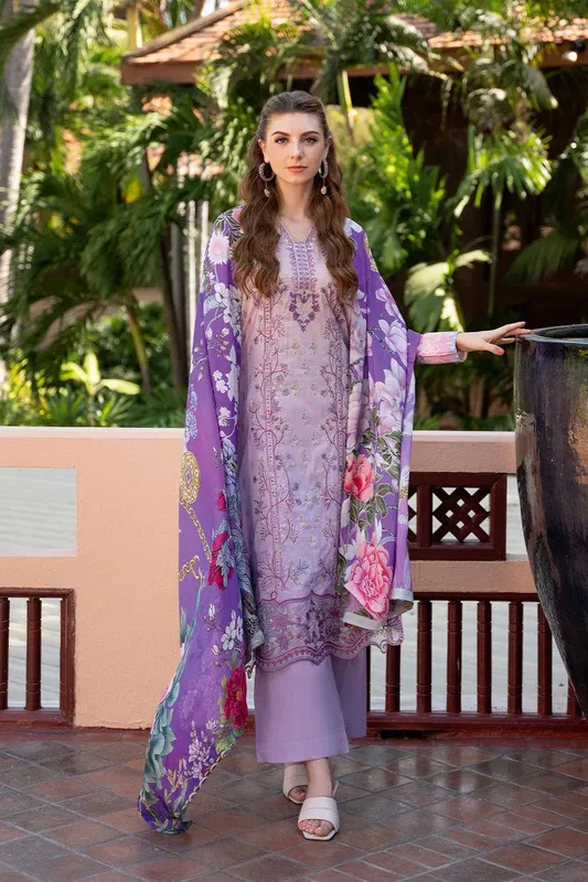Ramsha Ghazal Luxury Lawn Lilac Organza – view 1 – Poshaq
