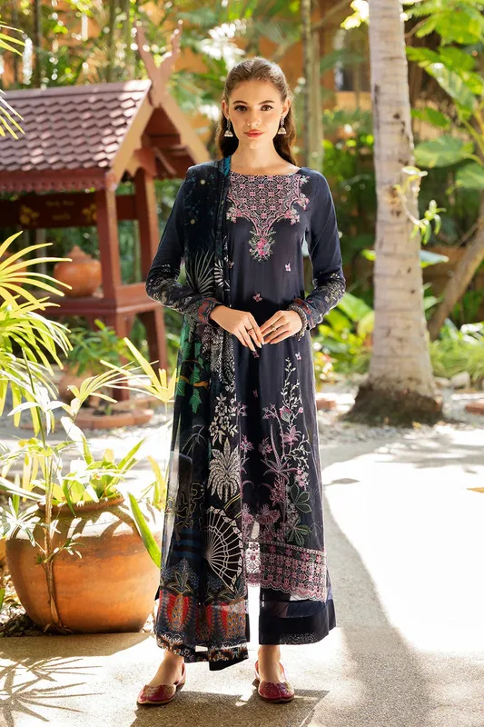 Ramsha Ghazal Luxury Lawn Black Organza – view 1 – Poshaq